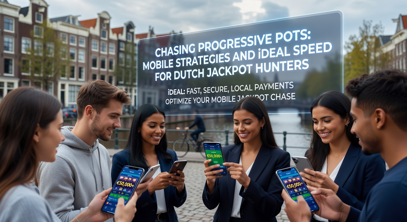 Speler op mobiel die een progressieve jackpot najaagt met iDEAL-betaling op een Nederlands casino-platform
