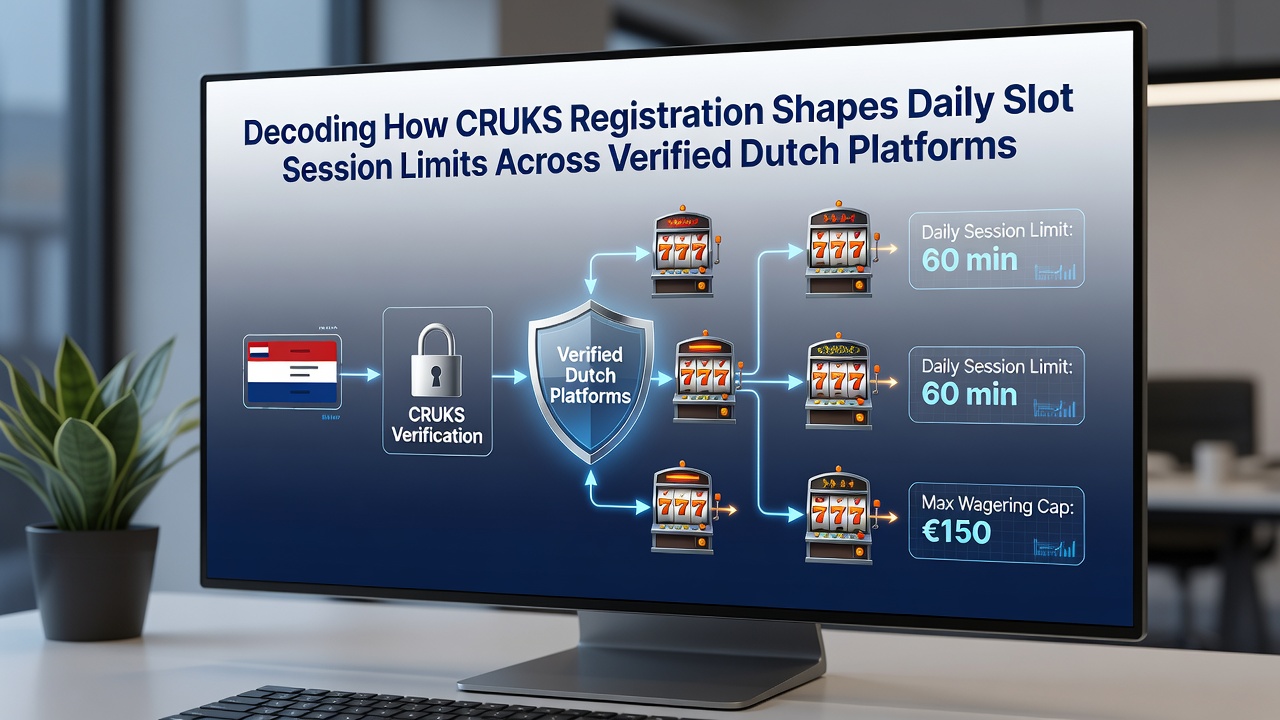 Illustratie van CRUKS-registratie die dagelijkse slotlimieten beïnvloedt op geverifieerde Nederlandse platforms