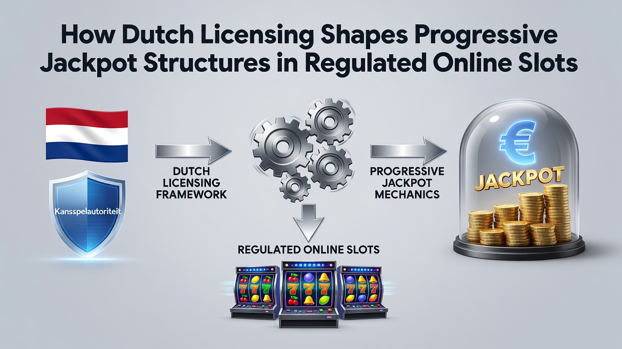 Illustratie van Nederlandse online slot interface met progressieve jackpot indicator onder KSA-regulering