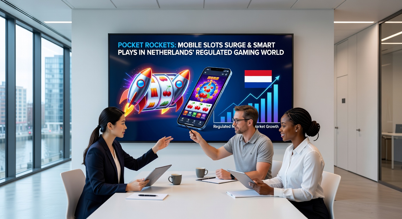 Speler houdt smartphone vast met draaiende slotrollen en jackpot-melding op een Nederlands KSA-gelicentieerd platform, illustrerend slimme mobiele plays