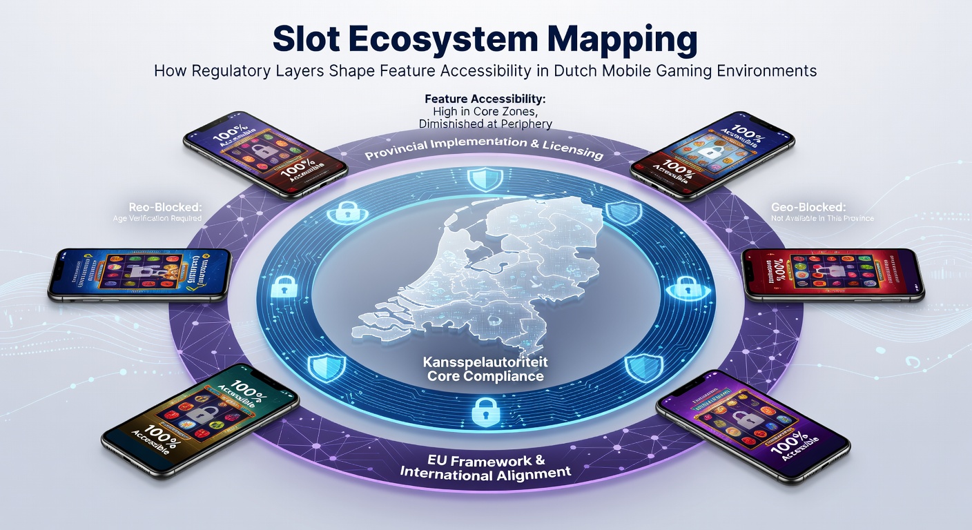 Visuele weergave van het Nederlandse slot ecosysteem met regelgevende lagen en mobiele interfaces
