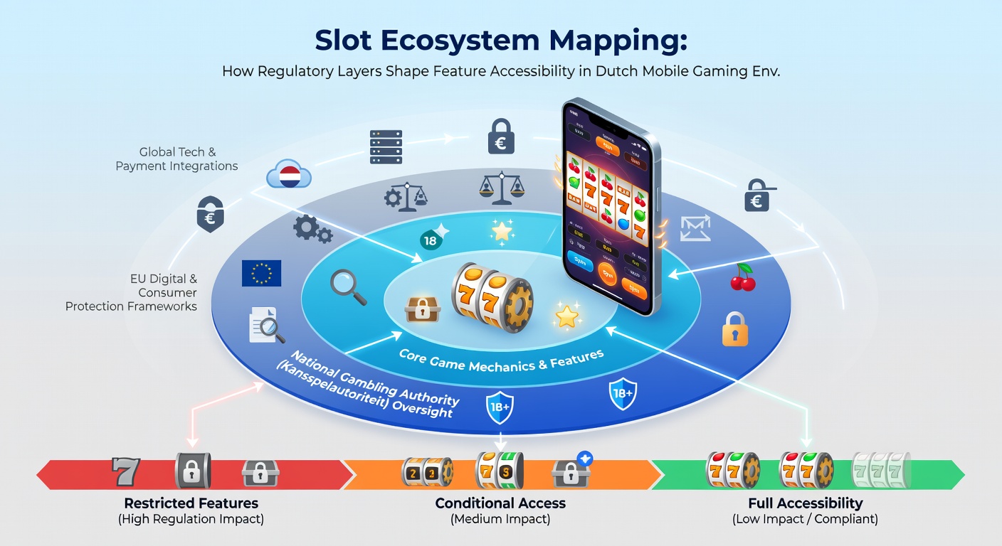 Diagram van mobiele slot features beïnvloed door Nederlandse regelgeving en verificatieprocessen