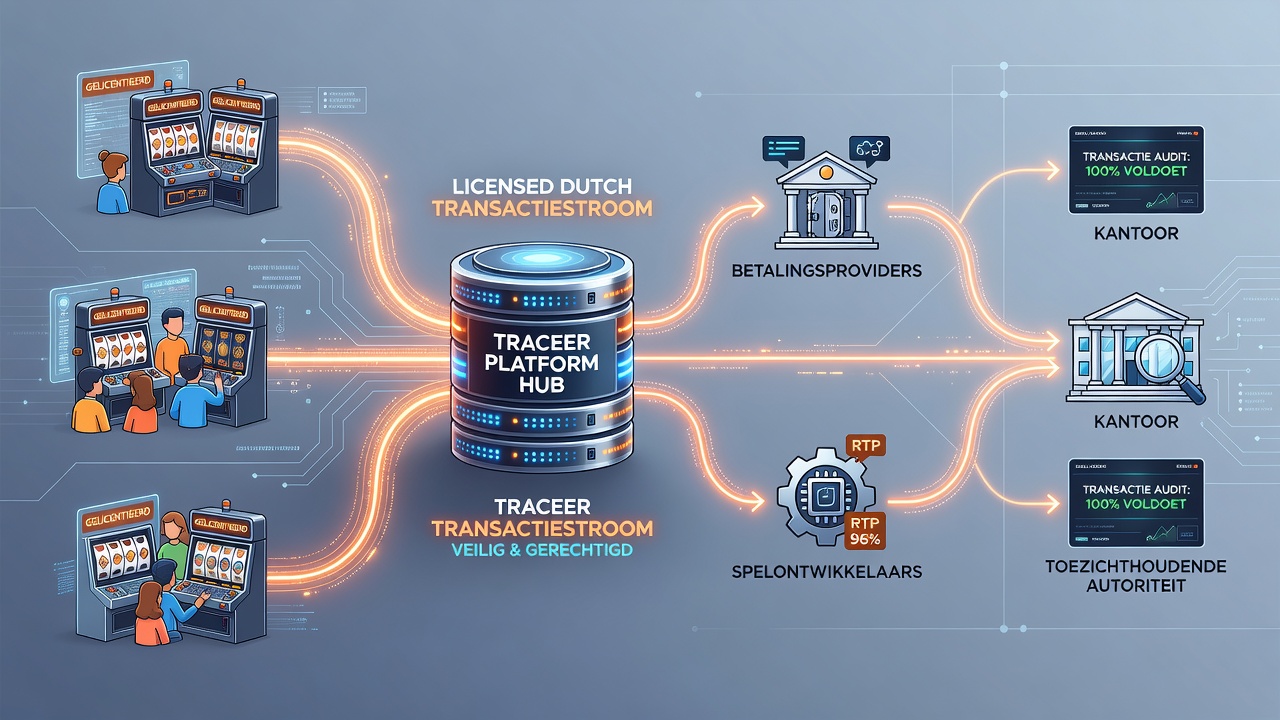 Schermafbeelding van een compliance-dashboard dat transactielogs en CRUKS-koppelingen toont op een Nederlandse slotoperator